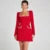 Elegant Tweed Mini Dress Women Square Collar Long Sleeve Shoulder Pads Dresses Female  Autumn Lady HighStreet Robes