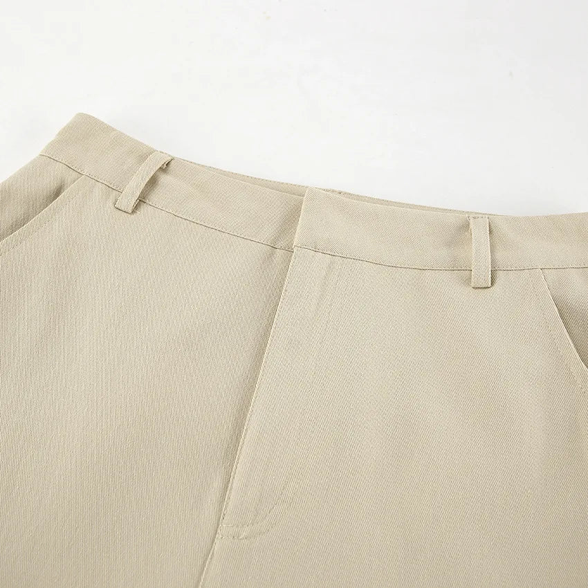 Khaki Classic Wide Leg Pant Women High Waist Pocket Loose Simple Trouser Autumn Winter Streetwear Fashion Casual Pants New