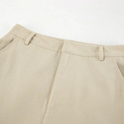 Khaki Classic Wide Leg Pant Women High Waist Pocket Loose Simple Trouser Autumn Winter Streetwear Fashion Casual Pants New
