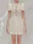 Elegant Short Dress European Style 3D Floral O Neck Hollow Nail Bead Fashion Tide Dresses For Women 2025 Spring Summer 1346