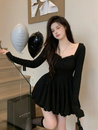 Women Fashion Mini Y2K Dress Autumn Spring New Vestidos Female Elegant Chic Slim Sexy Clothes