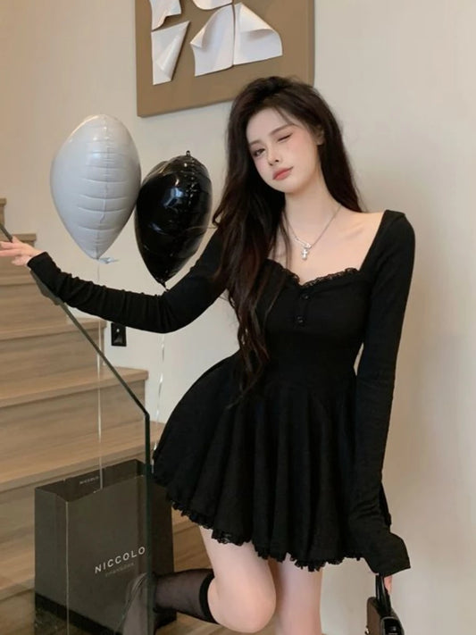 Women Fashion Mini Y2K Dress Autumn Spring New Vestidos Female Elegant Chic Slim Sexy Clothes