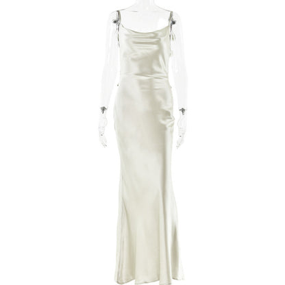 Sexy Backless 3dRose Tassel Maxi Long Dresses for Women Elegant Sleeveless Fashion High Waist Bodycon Dress Lady Chic Party Robe