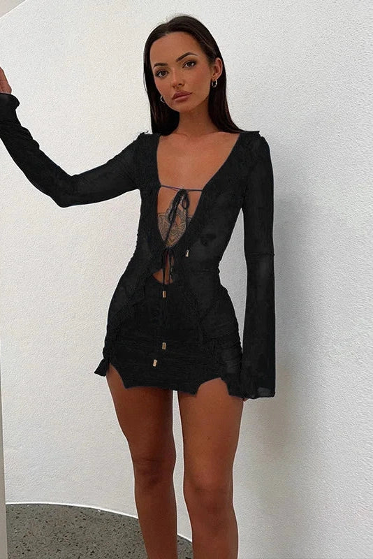 Elegant Slim Long Sleeve Mini Dress