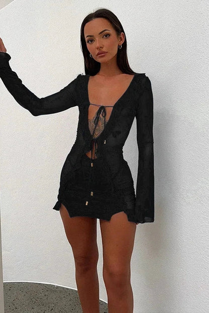 Elegant Slim Long Sleeve Mini Dress