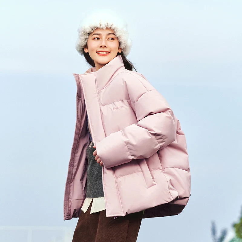 Down Jacket Men  Winter New Contrast Color Texture Printing Couple Puffer Coat Thick Outerwear Trendy Down Jacket