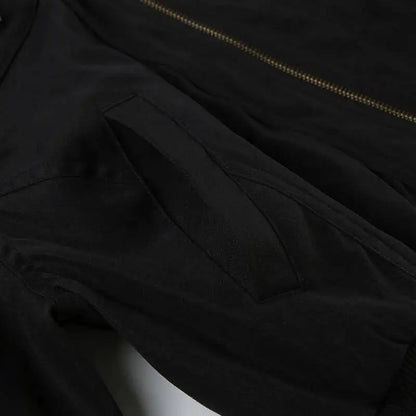 Retro Zip Up Stand Collar Jacket