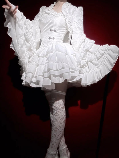 Gothic Horn Sleeve Ruffled Blouse