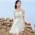Ruffled Hem Chiffon Mini Skirt Women Floral Print Short Dress  New Square Neck Waist-drawing Romantic Dress