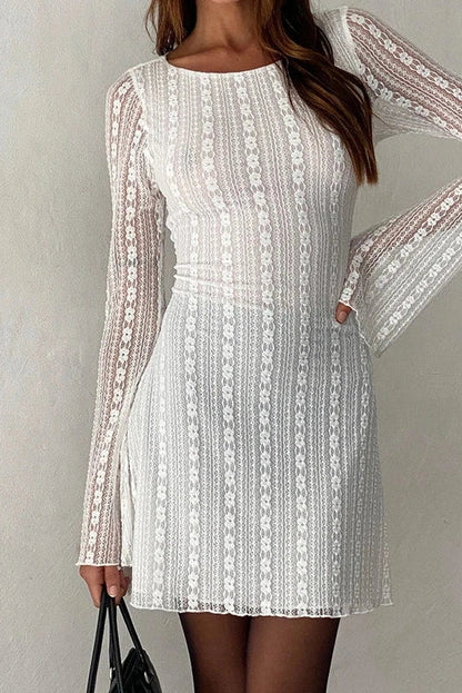 Elegant Lace Slim Long Sleeve Mini Dress