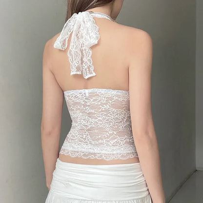 Lace Patchwork Halter Corset