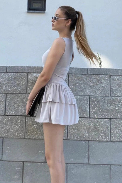 Sleeveless Patchwork Mini Dress