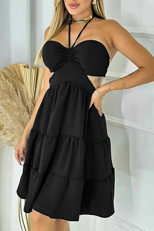 Halter Hollow Mini Dress