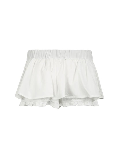 Sweet Girl Belt Low Waist A Line Mini Lining Shorts Skirts Women Korean Fashion Balletcore Clothes