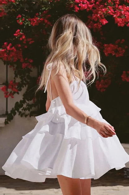 Sleeveless Mini Dress with Straps and High Waist