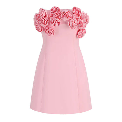 Bonnie Strapless Dress with Flower Applique