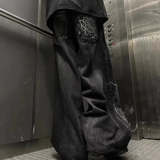 Gothic Embroidered Wide Leg Pants