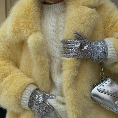 Women Winter  High Quality Luxury Faux Fur Coat Thicken Warm Overcoat Outerwear Hot Girls Solid Long Fox Fur Jacket