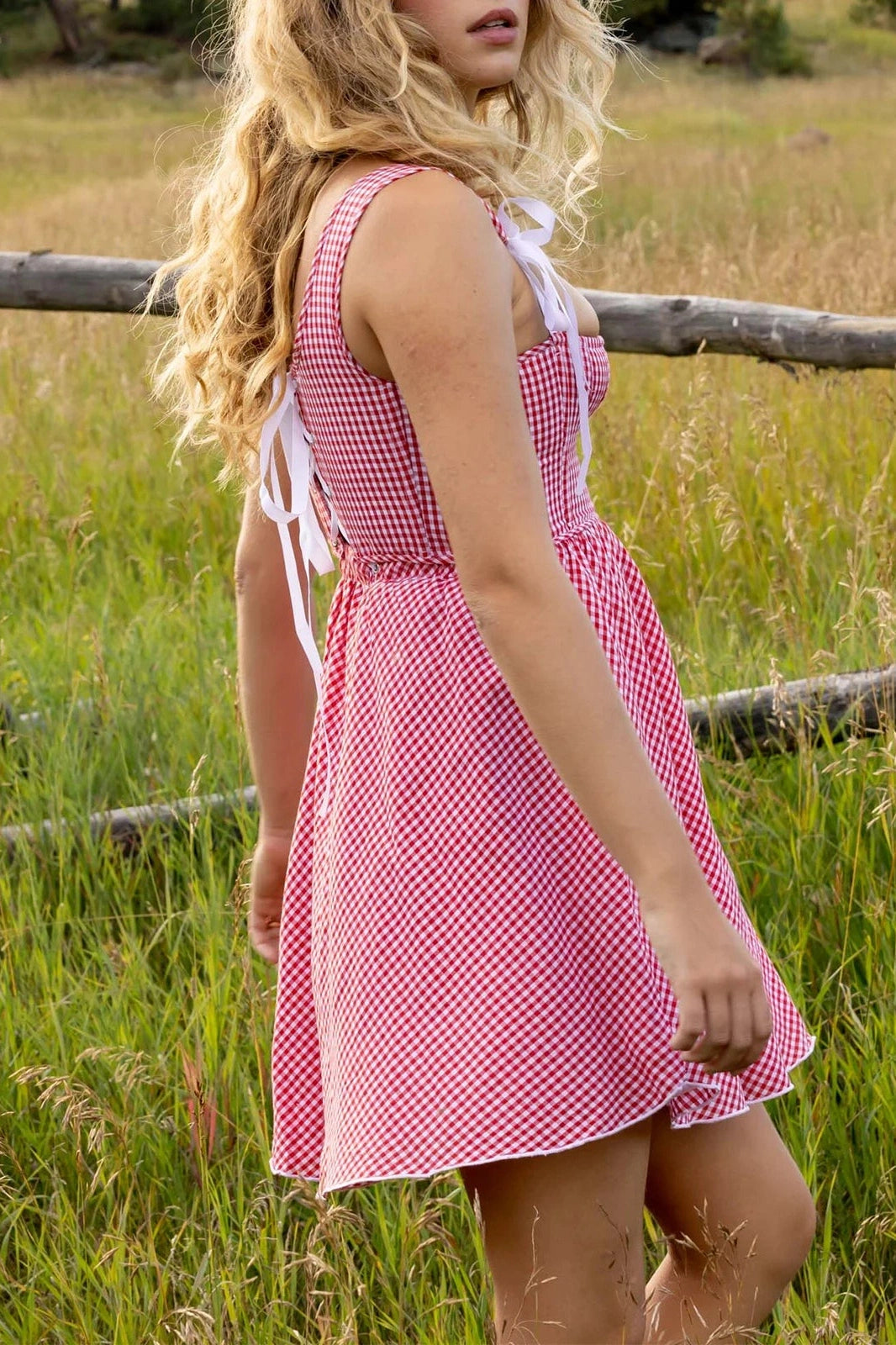 Square Neck Tie-Up Spaghetti Strap Mini Dress