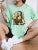 Playing Pranks On Mona Lisa Fitness Print Womens T Shirt Oversized Casual T-Shirt Casual Short Sleeve Cotton Loose Tshirt