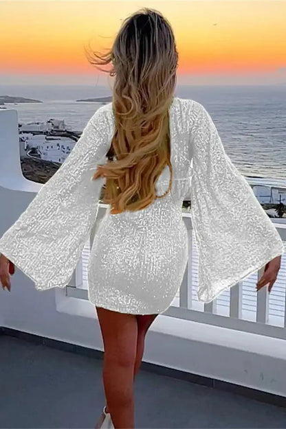Sequin Mini Dress with Glitter Embellishments