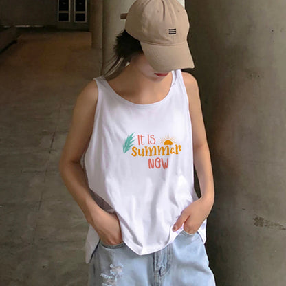Europe and the United States street new print season art text short sleeve women Y2K women’s T-shirt vest halter