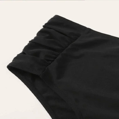 High Waist Ruched Bikini Bottoms Women Tummy Control Swimsuit Briefs Pants Solid Beachwear Spandex Beach Style Summer