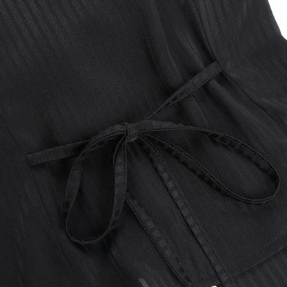 Slim Lapel Stripe Blouse