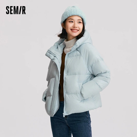 Down Jacket Women Solid Color Loose Versatile  Winter New Three-Proof Hooded Puffer Coat Down Jacket