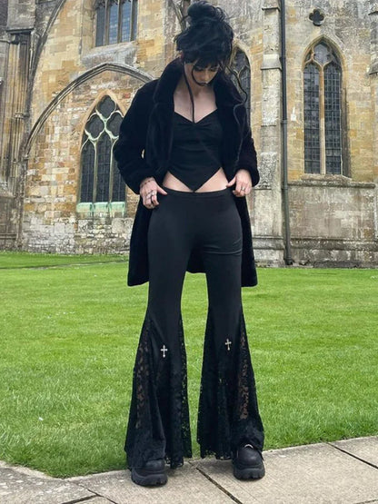 Lace Patchwork Flare Pants