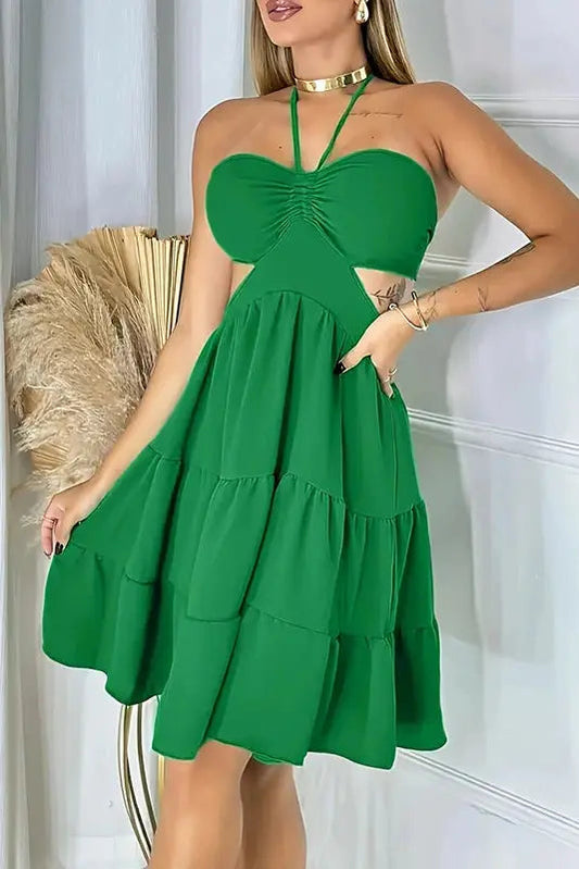 Halter Hollow Mini Dress