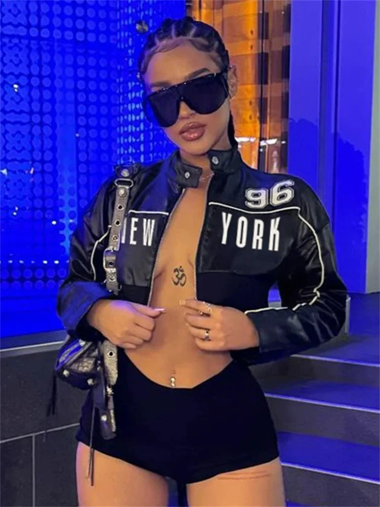 Button Zip Detail Crop Jacket