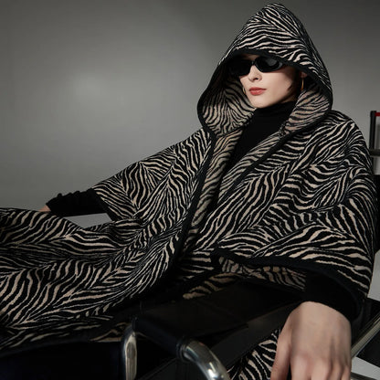 Floral Print Hooded Cloak