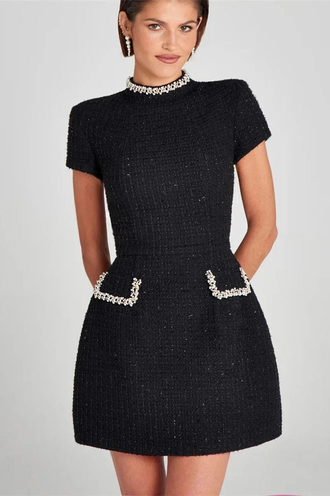 Elegant Patchwork Slim Fit Mini Dress