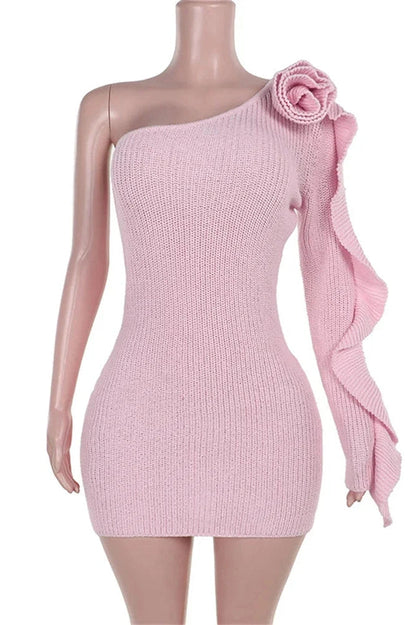 One-Shoulder Patchwork Mini Dress