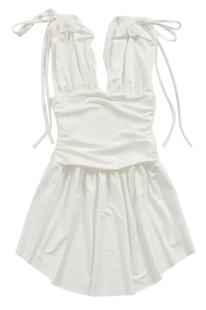 Sleeveless Mini Dress with Irregular Tie-Up Detail