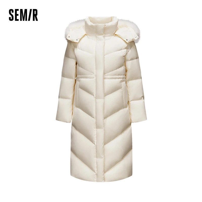 Down Jacket Women Long Length Detachable Fox Fur Collar Hooded  New Winter Waterproof Thermal Goose Down Down Jacket