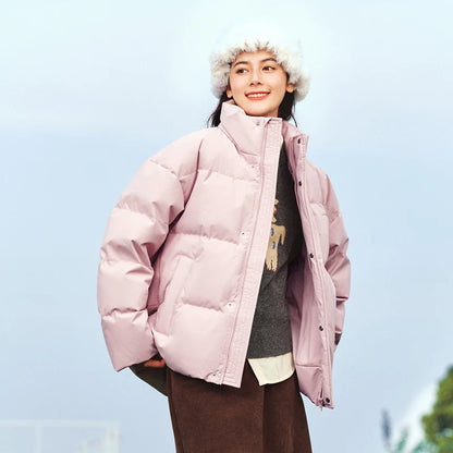 Down Jacket Men  Winter New Contrast Color Texture Printing Couple Puffer Coat Thick Outerwear Trendy Down Jacket