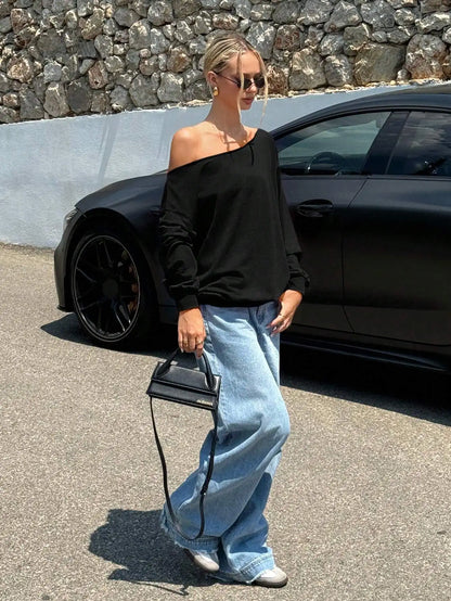 TAVIMART  -  Women Sexy One Shoulder T-Shirt New Loose Slim Top