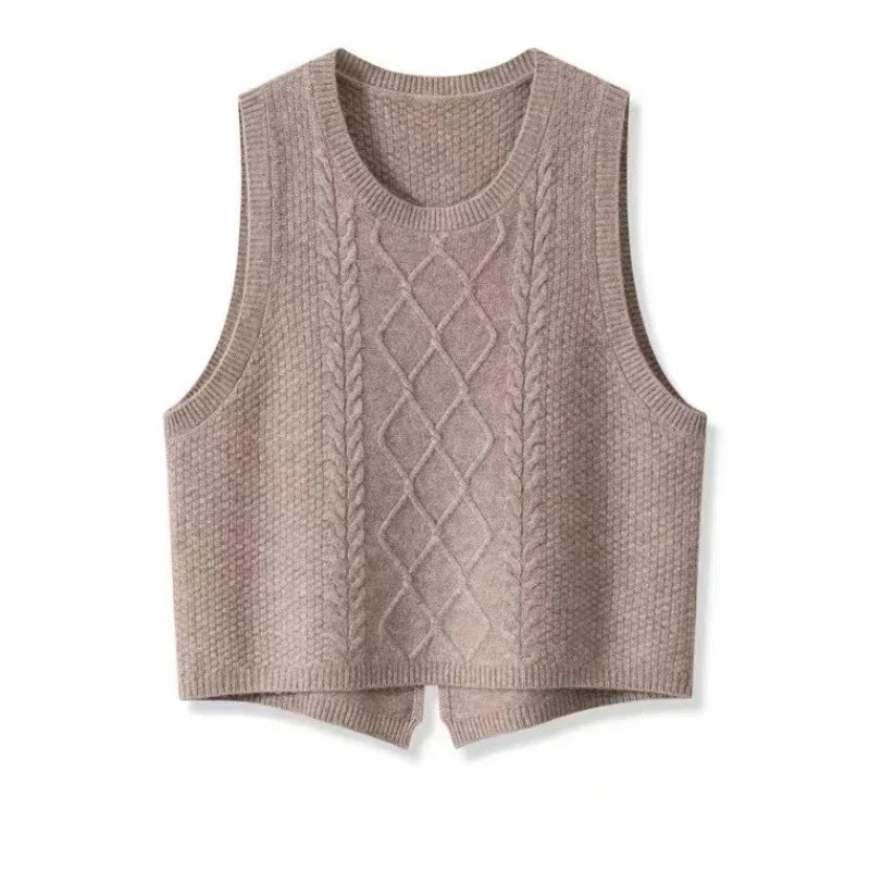 Women V-neck Sweater Vest Solid Sleeveless Preppy Style Sweet Knitted Vest Female Casual Pullover Waistcoat Fall Winter