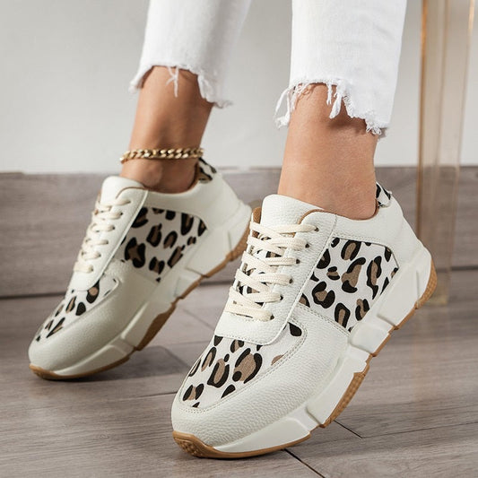 Women’s Stylish Leopard Print Lace Up Sneakers | Ideal for All Seasons