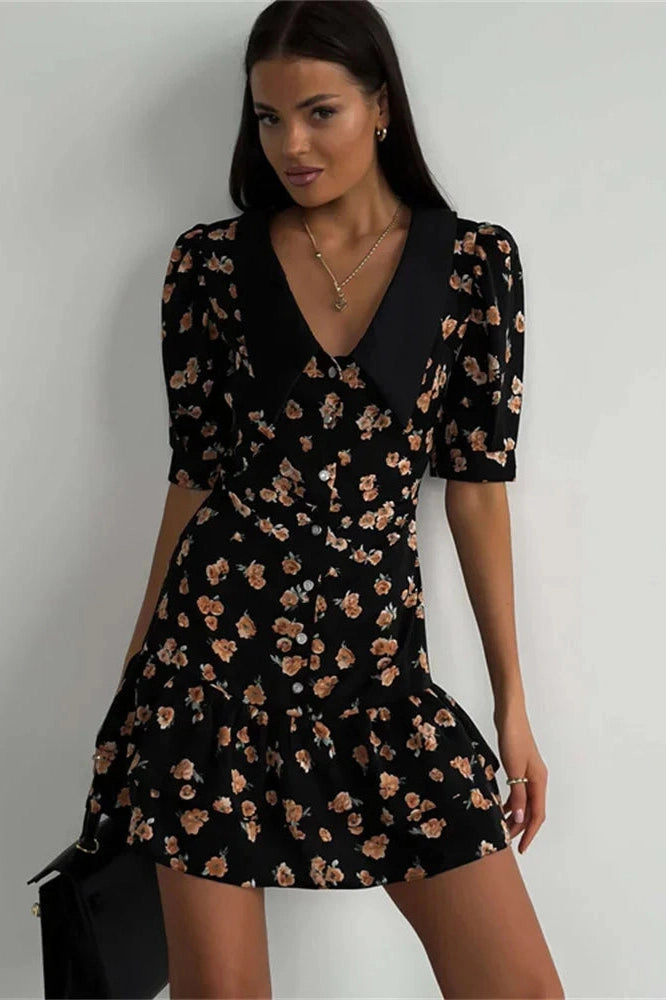 V-Neck Short Sleeve Mini Dress