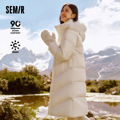 Down Jacket Women Long Length Detachable Fox Fur Collar Hooded  New Winter Waterproof Thermal Goose Down Down Jacket