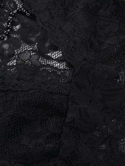Lace Flare Sleeve Mesh Top