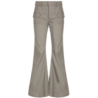 Slim Fit Simple Flared Pants Women High Fashion Causal England Style All-Match Basic Jeans Classical Clothing