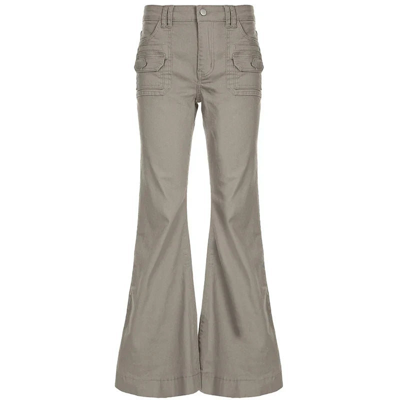 Slim Fit Simple Flared Pants Women High Fashion Causal England Style All-Match Basic Jeans Classical Clothing