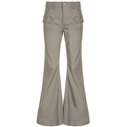 Slim Fit Simple Flared Pants Women High Fashion Causal England Style All-Match Basic Jeans Classical Clothing