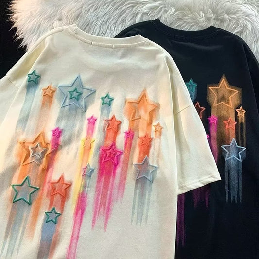Casual Oversized T-shirt Loose Y2k Clothes Tops Breathable Pure Cotton Vintage Short Sleeve Tee Streetwear Harajuku Favourite