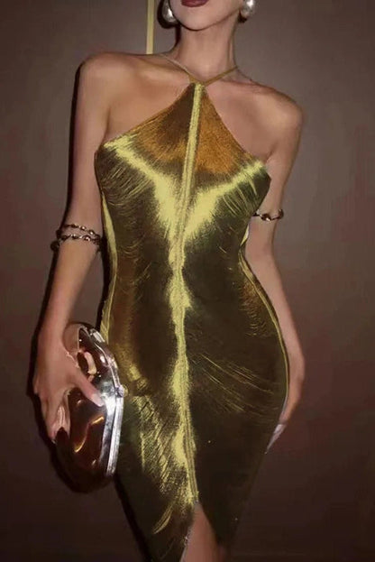 Elegant Straps Sleeveless Bodycon Mini Dress