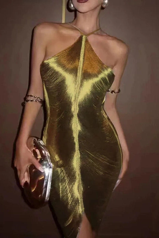 Elegant Straps Sleeveless Bodycon Mini Dress